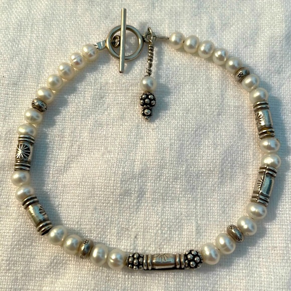 Hand Crafted Jewelry - Pearl and Thai Silver Bracelet
